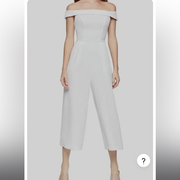 BCBGeneration white off-the-shoulder midi jumpsuit - Picture 1 of 4